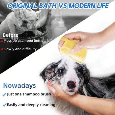 Soft Silicone Pet Brush, Suitable For Dogs And Cats, Can Be Used For Massage And Cleaning, Built-In Shampoo Dispenser