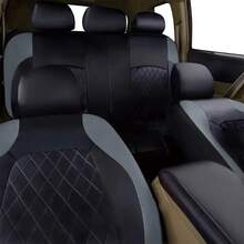 Full Set PU Leather Car Seat Covers, Single-Line Diamond Quilted Supportive PU Leather, Suitable For Airbags, Breathable, Fit For Sedans, Trucks And SUVs, Comfortable And Durable, Water-Resistant And Prevent Stains, Dust And Liquid Splashes. - Seat Covers - View 4