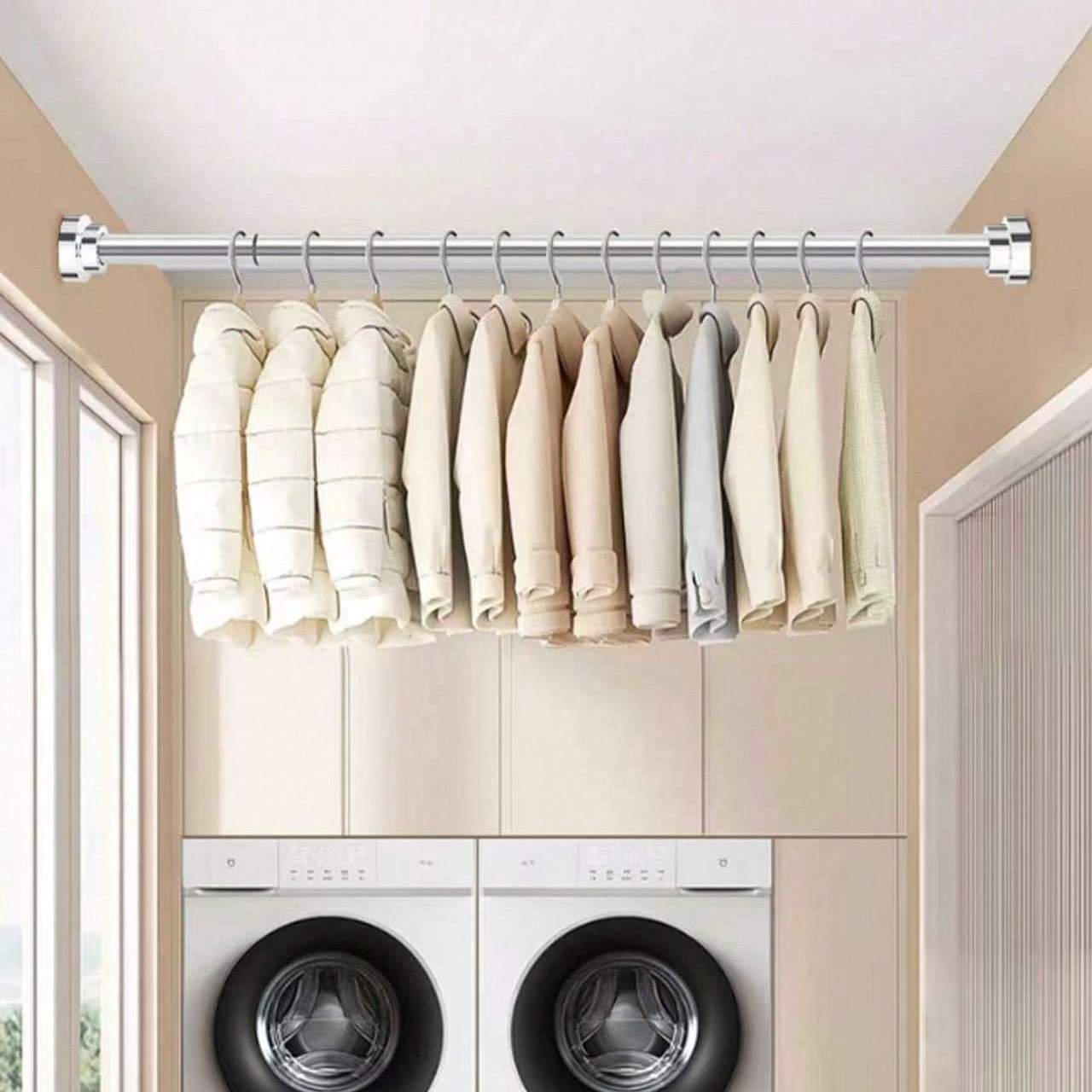 Extremely Popular Extra Long Stainless Steel Curtain Rod, Shower Curtain Rod, Curtain Rod, Wardrobe Hanging Rod, Extendable Rod, Clothes Drying Rack, Hanging Rod, Bracket, Kitchen Storage Rod, Adjusta 