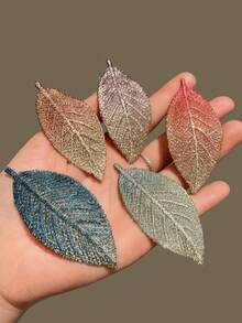 5个/2个叶子形状发夹，BB夹，刘海夹，侧夹，女士发饰 - 彩色 - 查看 1