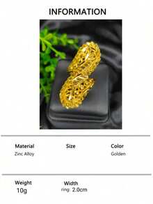 1pc Fashionable Women's Gold Hollow Carved Ring Jewelry, Suitable For European, Middle Eastern, Dubai, Bride Wedding Party Dress Accessories, Date, Valentine's Day, Mother's Day, Holiday Gift, Copper Ring - Yellow Gold - View 22