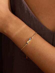 Vòng tay đá sinh nhật thiết kế riêng, đá hình lá, vòng tay cưới, quà sinh nhật, quà tặng phù dâu, vòng tay cho mẹ, quà Ngày của Mẹ cho phái nữ - Đá sinh tháng 7 hình tròn - nhiều màu sắc - Xem 5