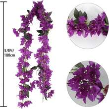 1pc 5.9ft Artificial Pomegranate Flower Wreath, Faux Silk Pomegranate Flower Wreath, Long Stem Artificial Pomegranate Flower Wreath, Suitable For Tabletop Center Decor, Table Runner, Wedding Arch And Wall Decor - Purple - View 2
