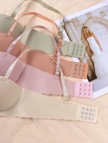 4件套无缝套头文胸，适合13-15岁少女穿着。纯色设计。 - 彩色 - 查看 4