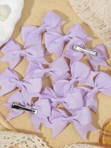 10个柔和大地色系缎带发夹，淡奶油色蝴蝶结发卡，适合日常佩戴和上学场合 - 混合色 - 查看 11