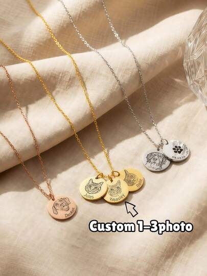 1 chiếc dây chuyền khắc hình chân dung thú cưng theo yêu cầu, món quà chia buồn cho người mất chó, trang sức tưởng niệm mèo, quà tặng ảnh thú cưng cho bạn bè, người nhận nuôi chó và người mất thú cưng.