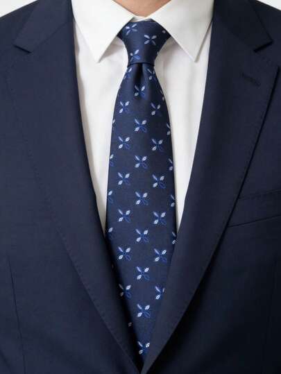 1pc Four-Leaf Floral Necktie, Elegant Vintage Style, Suitable For Business, Formal Occasions, Job Interviews