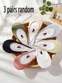 1/3/5双装女士隐形船袜，半掌绑带夏季隐形袜，薄款隐形高跟袜 - 彩色 - 查看 11