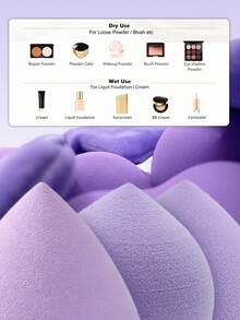 Bộ bông trang điểm đa hình màu tím 4/8/16 miếng, 3 loại bông phấn tam giác khác nhau, bông tán phấn mềm mại, không chứa latex, giúp tán kem nền, che khuyết điểm và tạo khối mắt hoàn hảo, có thể tái sử dụng và dễ dàng vệ sinh. Dụng cụ trang điểm màu tím dễ vệ sinh. - Nhiều màu - Xem 5