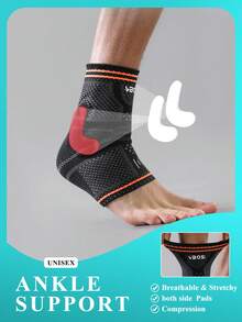 VBOSI 1 Peça Tornozeleira 3D Tricotada com Almofadas de Gel Dupla Face e Tecido Respirável - Suporte Flexível para Corrida, Basquete e Esportes de Academia - Multicolorido - Visão 2