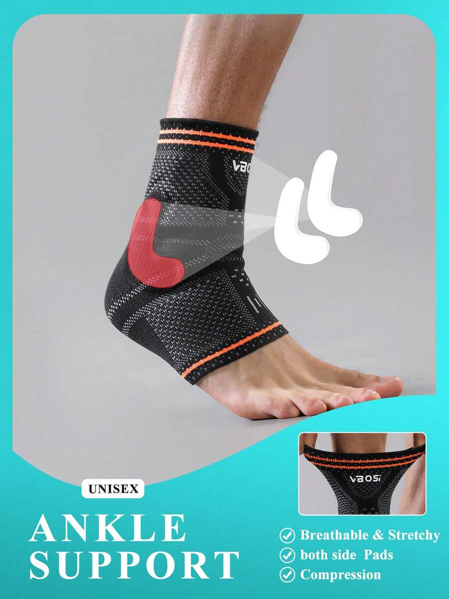 VBOSI 1 Peça Tornozeleira 3D Tricotada com Almofadas de Gel Dupla Face e Tecido Respirável - Suporte Flexível para Corrida, Basquete e Esportes de Academia