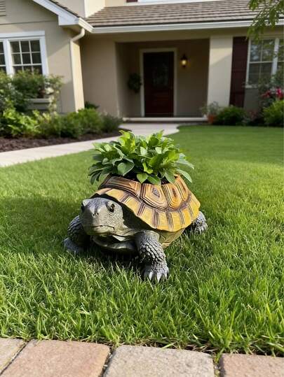 1pc Creative Resin Sea Turtle Planter, Vintage Design Flower Pot, Natural Style Indoor/Outdoor Gardening Decor, Balcony/Patio/Garden Turtle Shaped Durable Planter, Suitable For Spring Gardening And Nature-Inspired Home Decor, Ideal For Plant Lovers And Nature-Themed Households
