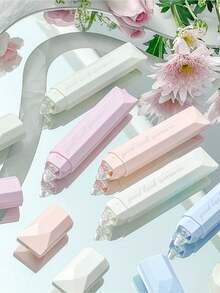 1/4卷渐变双面胶带，胶水笔，必备文具，大容量，持久耐用，透明胶水笔，适用于手工和剪贴簿、DIY拼贴画和照片装裱、返校季、文具胶带、办公用品、手工日记和艺术项目、工艺品、婚礼 - 彩色 - 查看 3