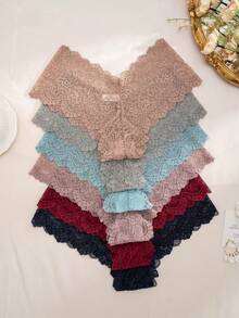 6pcs/Pack Women Plus Size Lace Sexy Bikini Briefs - Multicolor - View 3
