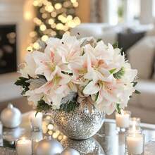 6/1pc Champagne Artificial Lily Flower, Lifelike Floral Decor Suitable For Home Decor, Bouquets, Home Decoration, DIY Wedding Bride Gift, Birthday Party Supplies, Tabletop Decor, Yard Decor, Wedding Decoration, Bouquets, Fake Flowers, Back To School Decor - Champagne - View 2