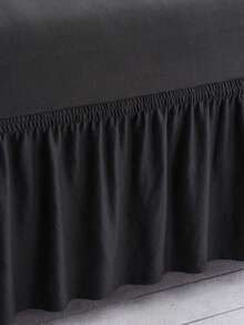 1 pieza Funda elástica para sofá con diseño de falda, hecha de tela de poliéster moderna, lavable a máquina, resistente al polvo y a las manchas, adecuada para todas las estaciones - Negro - Ver 10