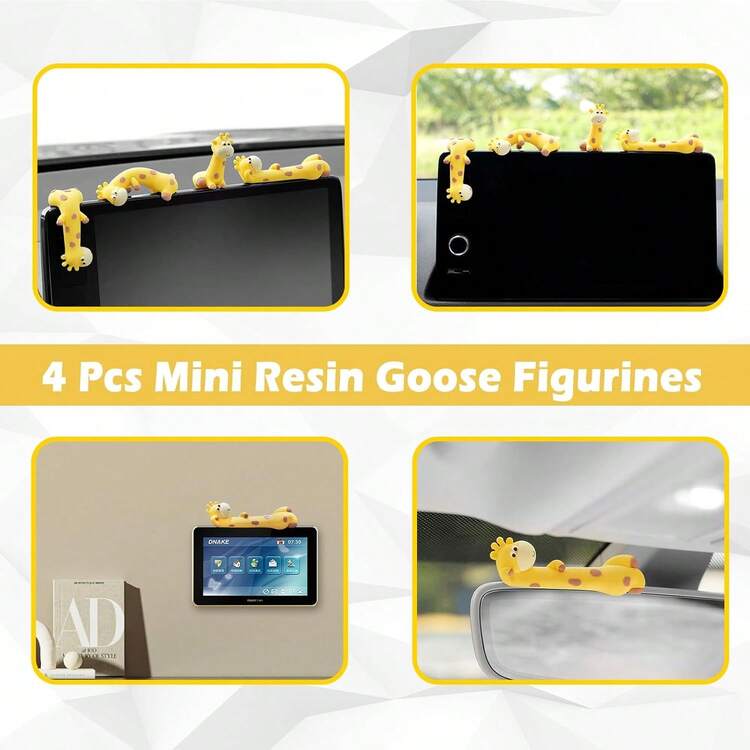 1/4pcs Resin Giraffe Figurine, Cute Mini Giraffe Sculpture Decor For Computer Monitor, Dashboard, Desk, TV, Photo Frame (Yellow Giraffe) - Giraffe - View 8