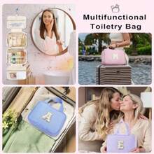 Teen Girl Gifts Trendy Stuff - Birthday Gifts for 7 8 9 10 11 12 13 14 15 16 17 18 Year Old Teen Girls Hanging Toiletry Bag Initial Makeup Bag - Letter E Purple - Morado - Ver 7