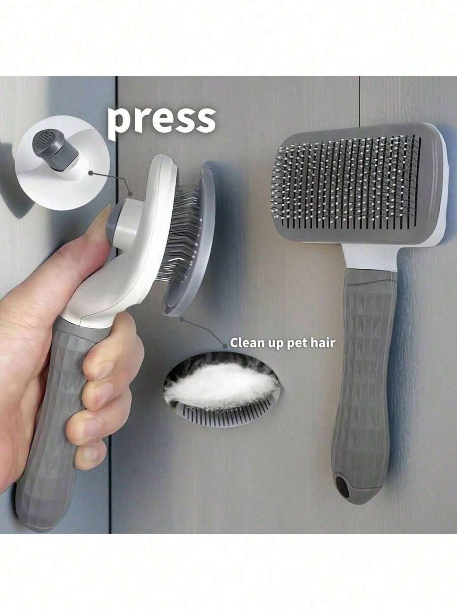 1pc One-Key Hair Removal Self-Cleaning Brush - Grey - View 1