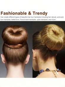 Bộ dụng cụ tạo búi tóc hình bánh donut cải tiến (1/3 món), bao gồm kẹp tóc bằng mút xốp, dụng cụ tết tóc đa năng, bộ tạo kiểu tóc trọn gói tiện dụng cho sinh hoạt hàng ngày, đi học, đám cưới, tiệc tùng, du lịch. - Nhiều màu - Xem 4