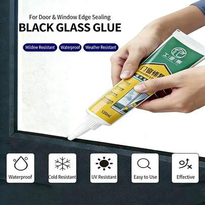 1pc 120ml Window & Door Sealant, Weatherproof Adhesive, No Nails Required (2 Bonus Items: Glue Nozzle, Finger Cots)
