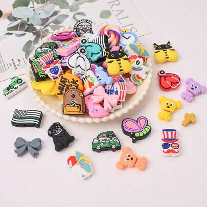 10pcs Creative Silicone Bead Assortment, Retro American Style | Animal/Funny Text/Imitation Food Designs, Phone/Key Chain DIY Accessories, Couple Personalized Decor, Non-Slip Durable Rope Design, DIY Bracelets, Necklaces, Bag Charms And Other Handmade Crafts