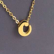 1pc Minimalist Stainless Steel 26 Initial Letter Necklace Pendant, Suitable For Commuting And Daily Wear - Yellow Gold - View 13