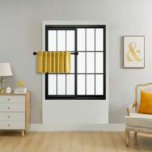 单片装或双片装可选/带系带窗帘/杆袋式窗帘/可使用夹子/纯色遮光隔热窗帘/遮光窗帘/适用于客厅、办公室、卧室，短款可用作厨房窗帘 - 薑黃 - 查看 25