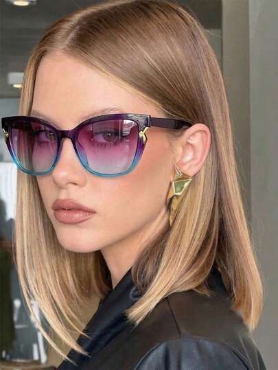 1 Pair Women's Polygonal Fashion Glasses, Retro Steampunk Style, Suitable For Outdoor, Streetwear, Daily Wear And Vacation, Geometric Shape