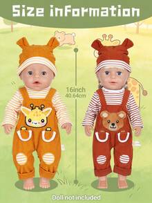 Bộ quần áo búp bê sơ sinh 16-18 inch - 3 món (quần yếm + băng đô + tất), màu xanh dương/hồng, trang phục thời trang cho búp bê, quà tặng ngày thiếu nhi (Không bao gồm búp bê) - Nhiều màu - Xem 4