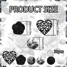 28pcs Silicone Beads, Black & White Bowknot Heart Rose Floral Print Design, Suitable For Jewelry Making, DIY Bracelets, Lanyards, Beaded Pens, Holiday Decorations And Crafts - Ideal Birthday, Spring/Summer, Father's Day, Mother's Day Gift Accessories - Beading Kit, Beading Supplies - 28pcs - View 2