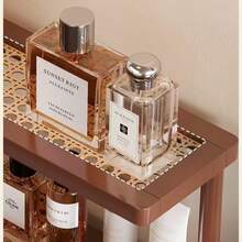 1pc Vintage High-End Cosmetic Storage Rack, Desktop Vanity Perfume Skincare Organizer, Lipstick Jewelry Entryway Shelf, Small Desktop Cup Tea Holder, Dorm Kitchen Storage Rack - Brown - View 5