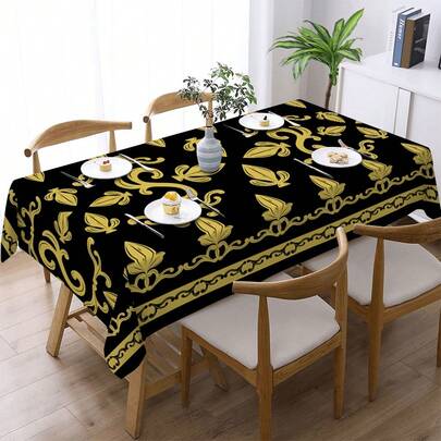 1 chiếc khăn trải bàn kiểu cung điện cổ điển - 100% polyester, hình chữ nhật, dệt, thích hợp cho phòng ăn nhà bếp, tiệc tối, dã ngoại, hẹn hò, đám cưới, trang trí tiệc theo chủ đề, sử dụng trong nhà và ngoài trời.