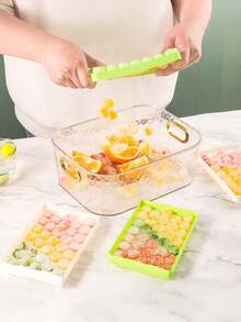 2pcs Reusable Ice Ball Maker Mold With Lid, Round Ice Cube Tray For Summer Parties, Holidays & Beverages - Multicolor - View 1