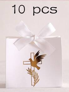 10 hộp trang trí hình thánh giá, với họa tiết thánh giá vàng và hoa văn, được buộc bằng ruy băng và gói theo chủ đề tôn giáo, thích hợp cho Lễ Phục Sinh, Đám cưới, Ngày của Mẹ, Lễ Rước Lễ lần đầu, Lễ Rửa Tội và làm quà tặng đám cưới. - nhiều màu - Xem 15