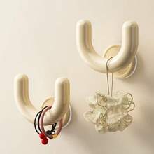 1pc Bathroom Suction Cup Slipper Rack, Shower Room Wall Mounted Storage Hook - White - View 5