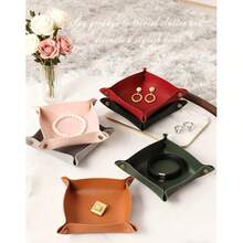 Nordic Style PU Leather Folding Desktop Storage Tray, Multi-Size, Suitable For Living Room, Can Hold Jewelry, Cosmetics, Keys, Nuts, Candies And Other Daily Necessities - Multicolor - View 1