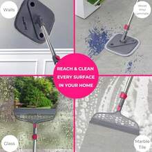 L2ozm0hg Heavy Duty Square Spin Mop For Floor Cleaning Separate Compartment For Clean And Dirty Water Use Any Cleaning Solution Self Cleaning Machine Washable Pads - 粉紅色的 - 查看 7