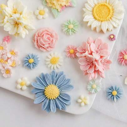 Silicone Mold, Daisy Flower Combination Mold For Cake Decoration, Fondant, Chocolate, DIY Crafts, Wax Melts