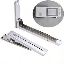 1 Pair Microwave Brackets Foldable Stretch Shelf Rack Wall Mount Kitchen Microwave Oven Stand Bracket Microwave Oven Wall Mounting Brackets - Silver - View 2