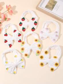1/6 peças Faixa de cabelo bordada com frutas/flores para bebê menina, faixa de cabelo em tons pastel, macia e elástica, para bebês, crianças pequenas e recém-nascidas, presente de Natal, acessório de cabelo para bebê na primavera e no verão. - Multicolorido - Ver 1