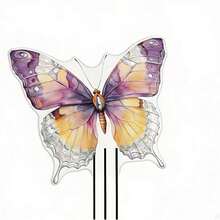 Flat Printed Acrylic Pink Butterfly Garden Decor, Outdoor Yard Lawn Potted Plant Decoration Stake - A - View 3