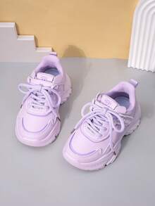 Giày thể thao da cho bé gái, giày sneaker đế dày mới cho trẻ em mùa xuân/hè, giày chạy bộ đế mềm chống trượt cho trẻ lớn, giày casual thời trang dán khóa, giày dép học sinh. - Màu tím - Xem 8