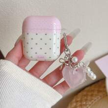 心形图案耳机保护套,心形吊坠耳机套,IMD防震耳机保护壳,适用于 1/2/3/4/Pro - 粉色 - 查看 5