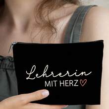 1pc Cosmetic Bag, Small Toiletry Bag, Mini Makeup Bag, Text Decor Storage Pouch, Suitable For Women/Girls Travel, Small Accessories, Modern - Letter Design - View 4