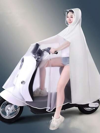 Moto-01 Poncho Impermeable para Hombre y Mujer, Estilo Extendido para Madre, Transparente, para Vehículo Eléctrico, Batería, Uso en Bicicleta o Moto