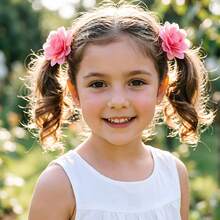 Cute Small Chiffon Flower Hair Clip, Full Satin Ribbon Hairpin, Children Girls Hair Accessory, Holiday Gift, Photo Prop - 彩色 - 查看 5