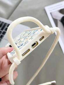 花卉图案极简主义凹槽米色斜挎挂绳，兼容 17/17 Pro、16/15、XR、16 Pro Max、7P、8P、P12 Pro Max、P13 Pro Max、P14 Pro Max、P13、P14、P11、P12、P14、XS/XS Max/7/8、GES2、A03s、A03 Core、A04、A12、A13、A14、A21s、A22、A23、A24、A32、A33、A34、A5、A51、A52、A53、A54，可爱时尚加厚手机壳 - 彩色 - 查看 4