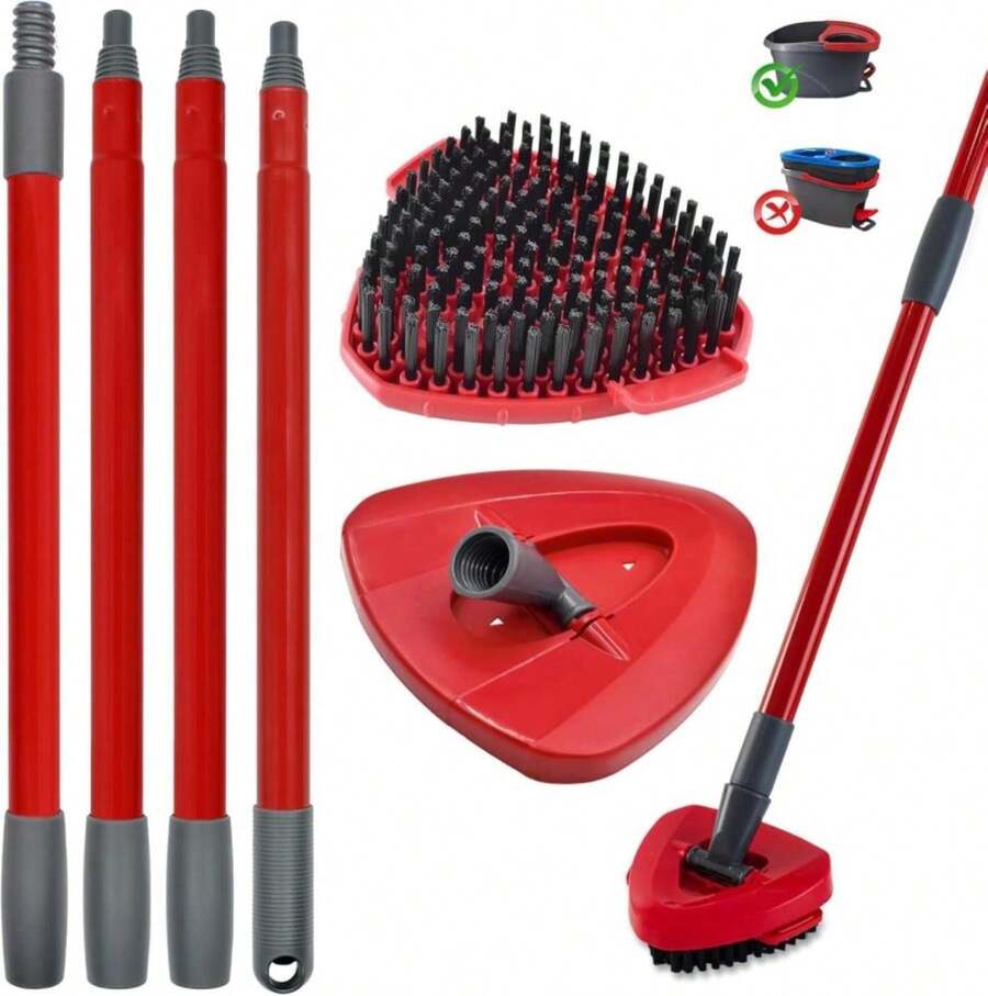 Hezane Mop Handle For Ocedar, Scrub Brush And Spin Mop Base Compatible With O Cedar EasyWring 1 Tank Spin Mop,4-Section Spin Mop Handles And Base For EasyWring Spin Mop - Màu A - Xem 1