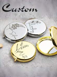 1pc Customizable Engraved Makeup Mirror/Personalized Pocket Mirror, Bridesmaid Proposal Gift/Best Friend Birthday Gift/Women's Personalized Gift, Suitable For All Seasons - Multicolor - View 7